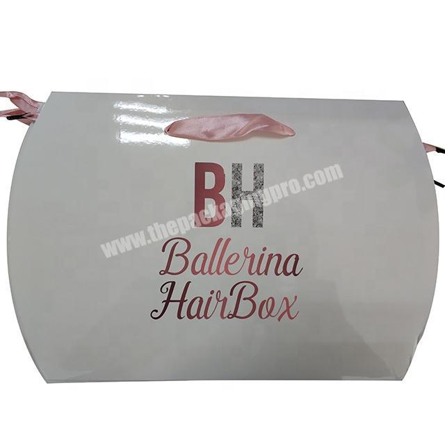 Customized fashion plain pillow box packaging LOW MOQ delivery packaging hair pillow box