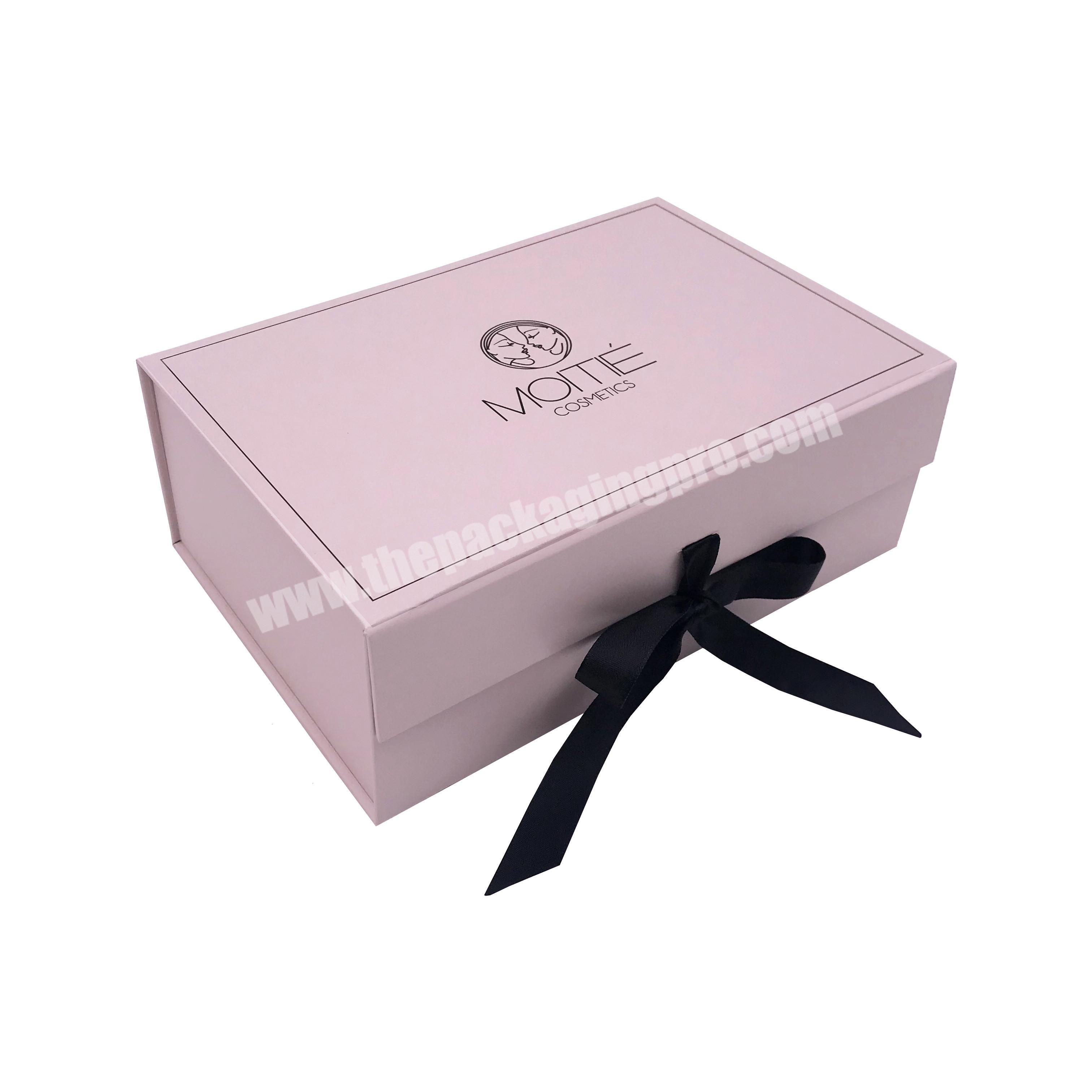 Luxury Large Pink Color Wedding Gift Box Wrapping Tie Bow Ribbon Closure Wholesale