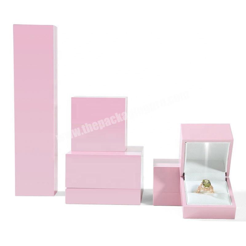 Pink custom logo ring necklace bracelet earring bangle set jewelry packaging box
