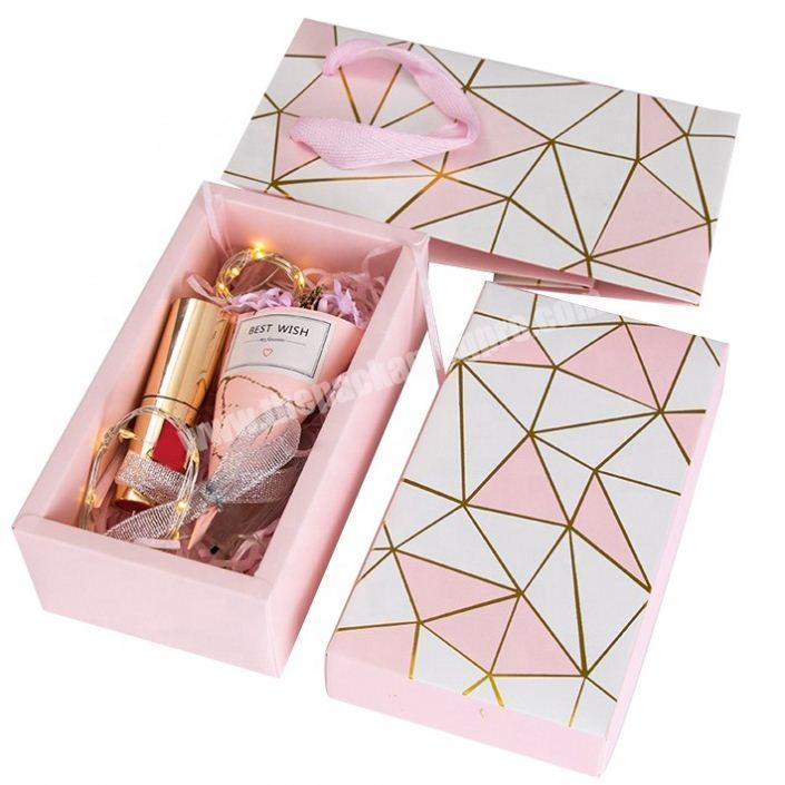 Wholesale Custom Logo  Wedding/Comestic Stamping Pink Top Lid Gift Box