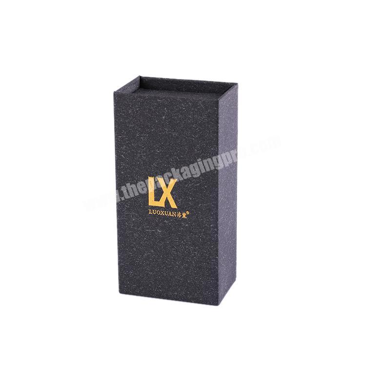 High quality black magnet art paper box ,perfume paper box packaging with gold hot stamping