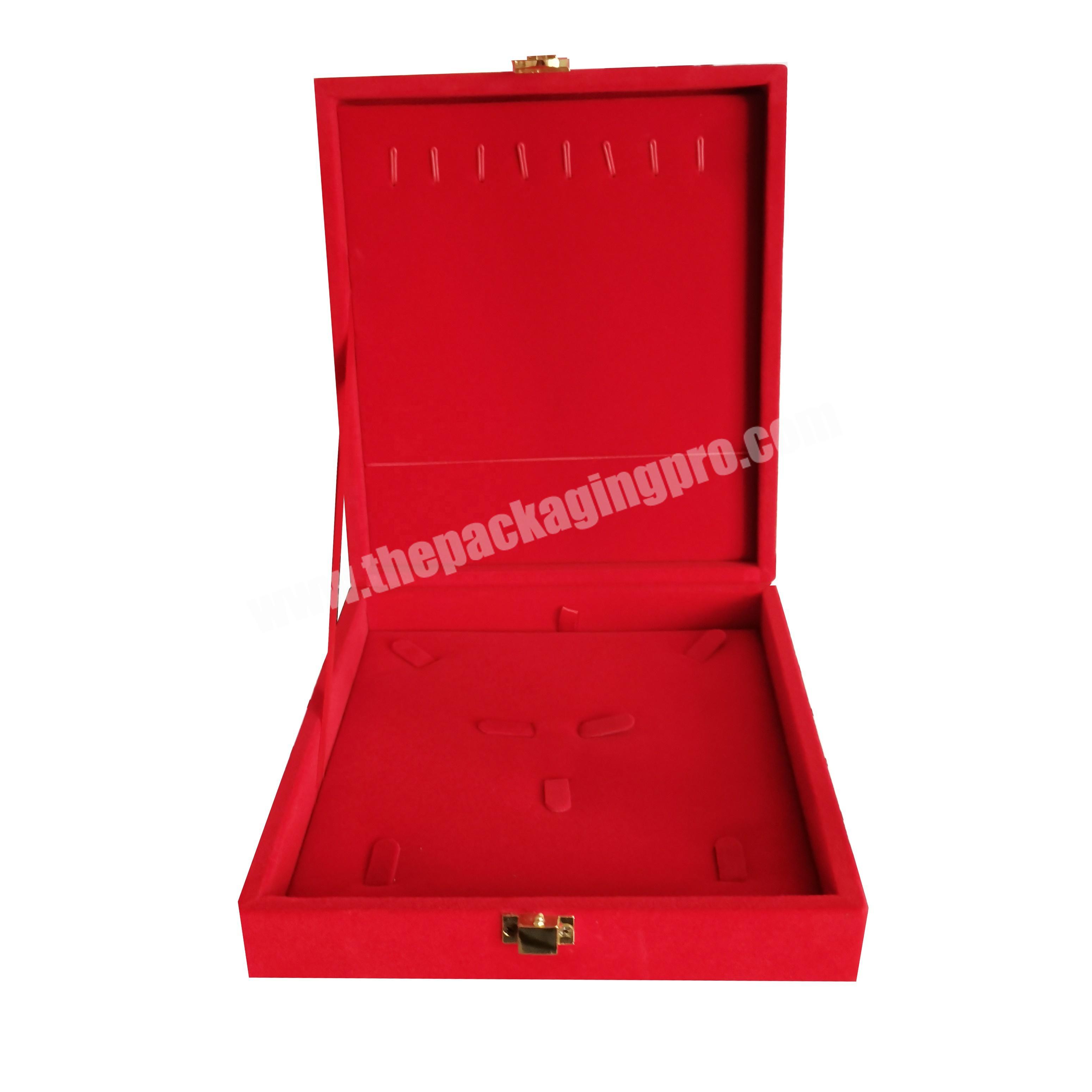kexin custom logo handmade red velvet accessories packaging large jewelry box