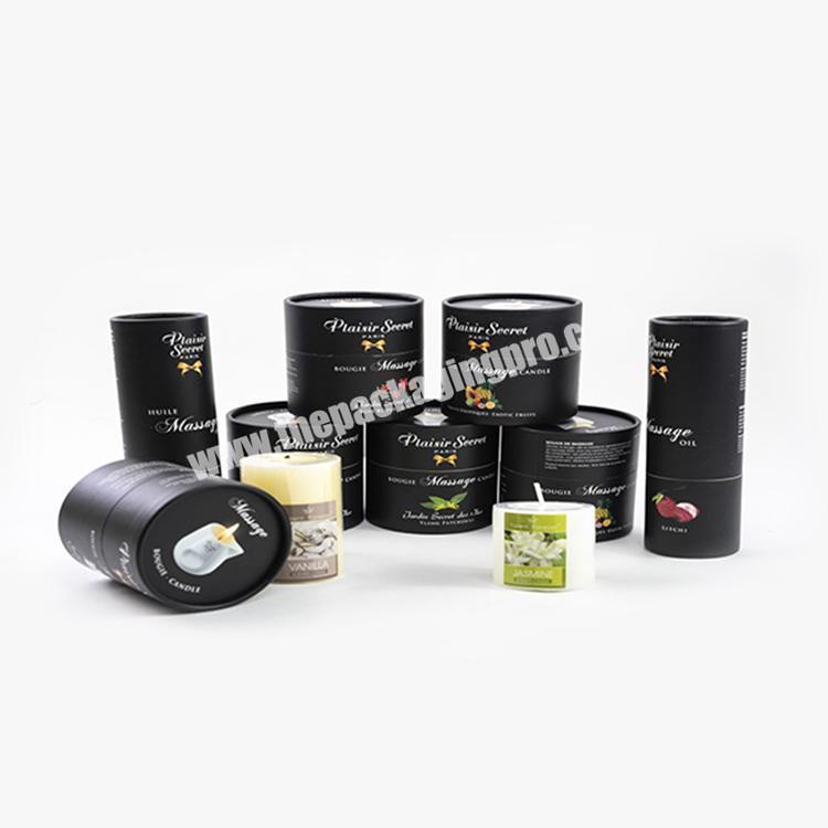 Customized recycled candle paper tube packaging black cylinder