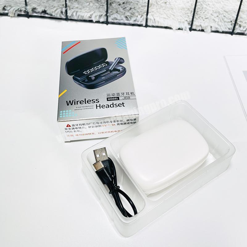 Chinese Custom Printed White Cardboard Folding Paper Packaging Box Headphone Earphone Box with customized logo and brand design