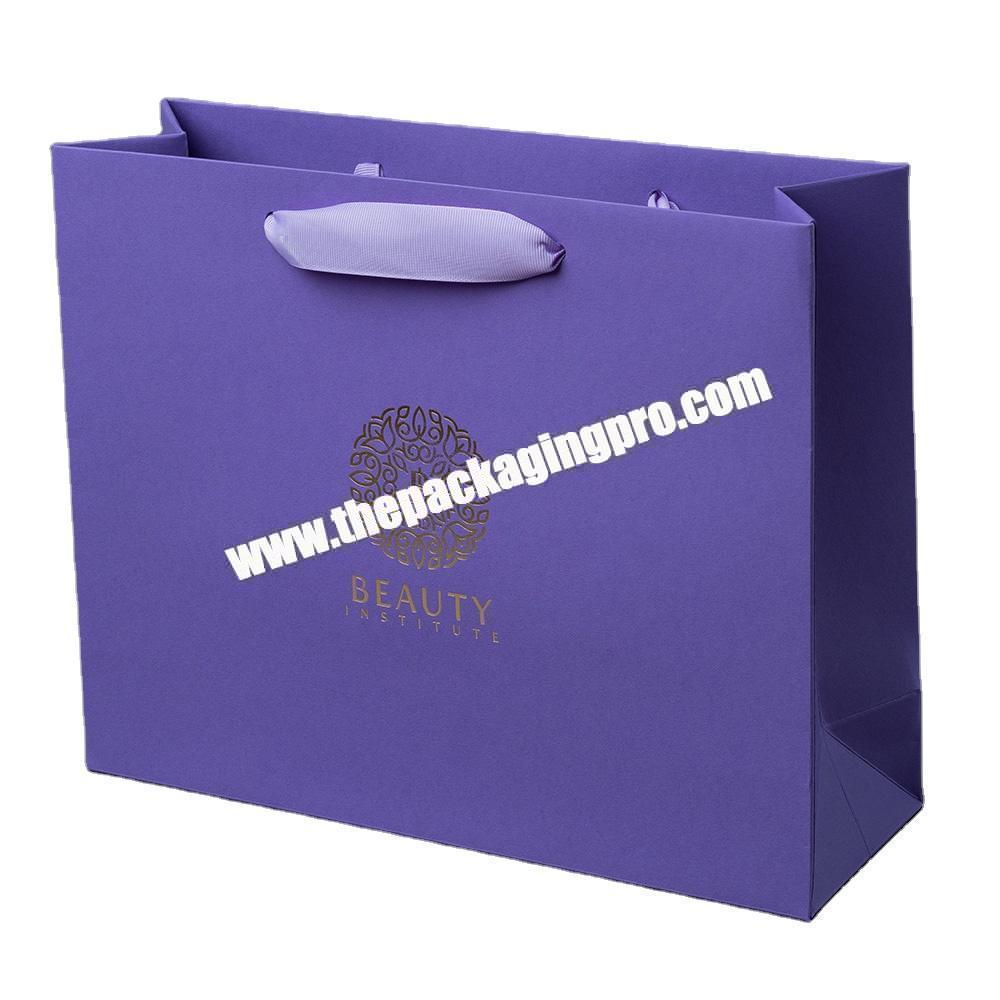 Custom Logo Printed Ribbon Handle Beauty Cosmetic Product Paper  Packaging Gift Shopping Bag