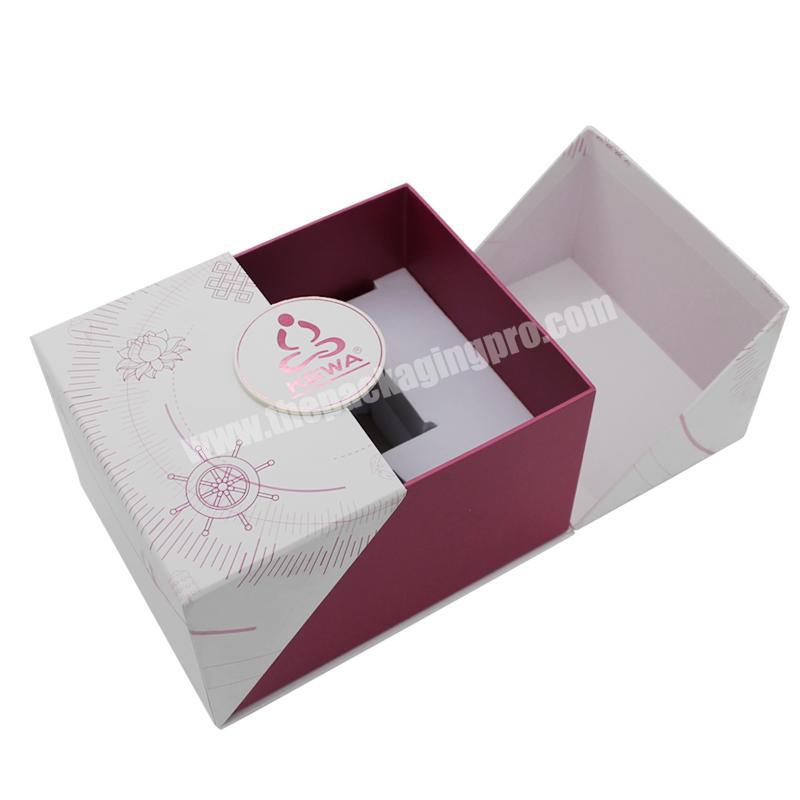 Custom printed double open door boxes with logo hard cardboard large jewelry gift packaging skincare cosmetic set box