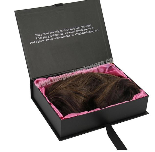 Customized hair packaging boxes wholesale wig packaging with ribbon closure