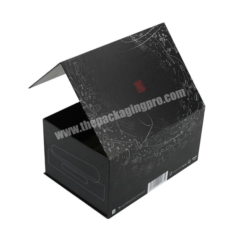 Wholesale Custom logo black magnetic gift box paper cardboard packaging box