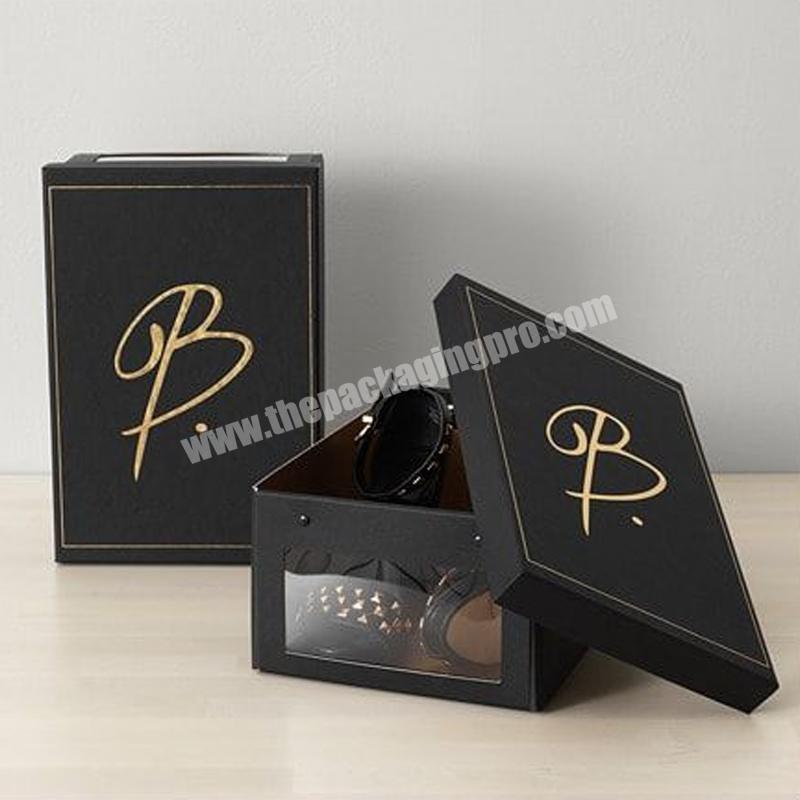 Custom logo printed hard paper cardboard empty lid and base gift boot heel shoes packing stackable baby shoe box packaging