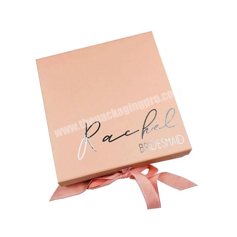 Pink Color Custom Logo Clothing Swimwear Dress Pants Wigs Packaging Folding Magnetic Box Gift Box with Ribbon  for Apparel