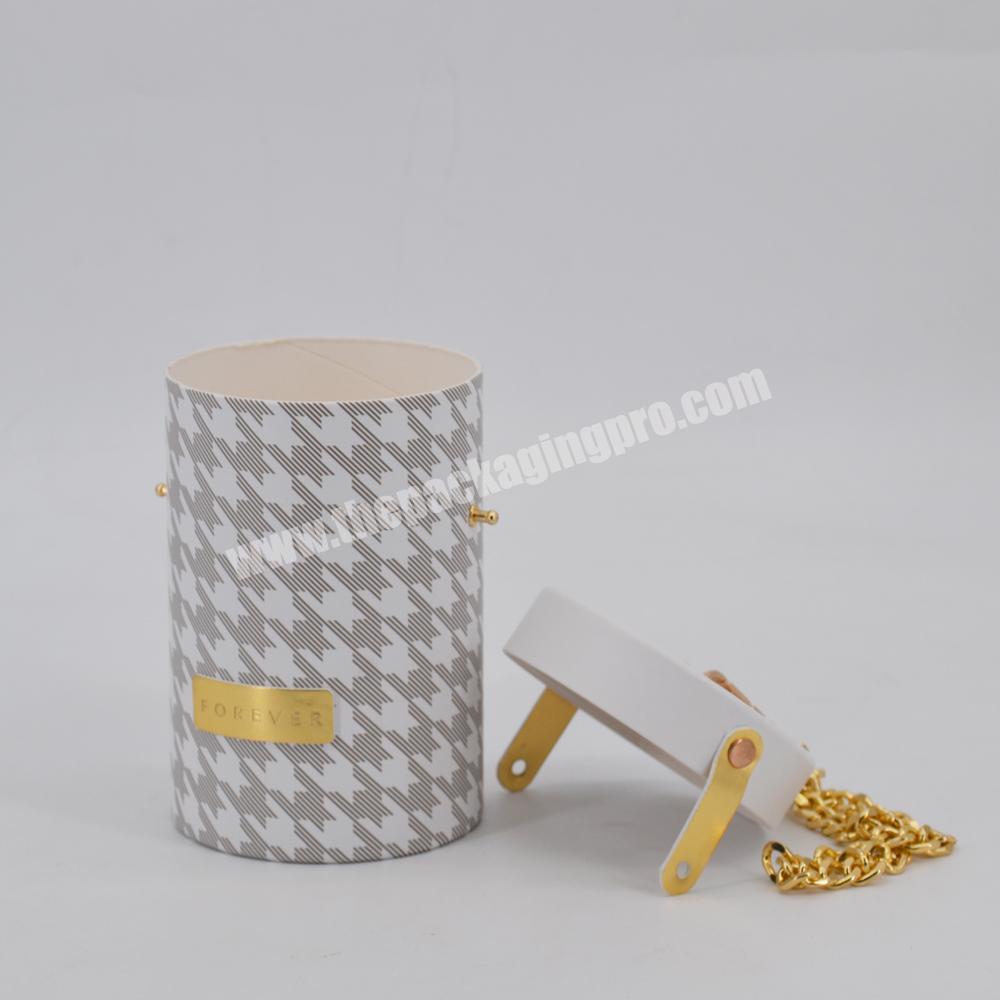 Wholesale custom luxury round gift box cardboard paper packaging white round gift box with lid cylinder round gift box