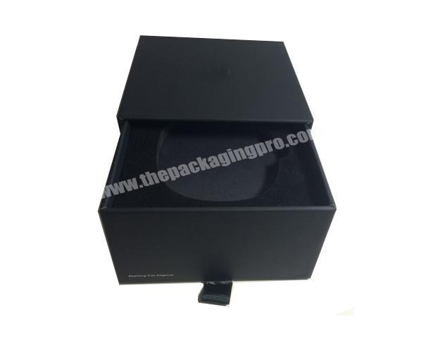 Black color rigid paper drawer box packaging for jewelry