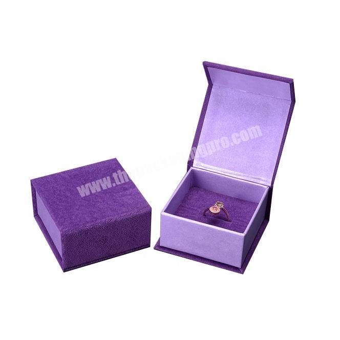 Claimond veins lining flock fabric purple girls jewelry ring box with foam insert