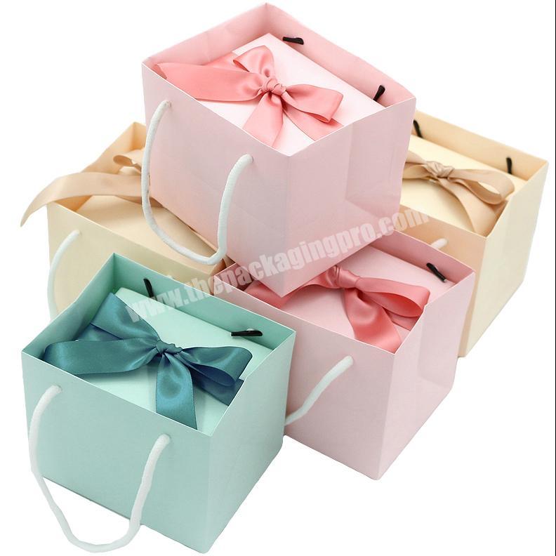 Custom luxury macaron color small perfume gift box packaging candy  box with ribbon