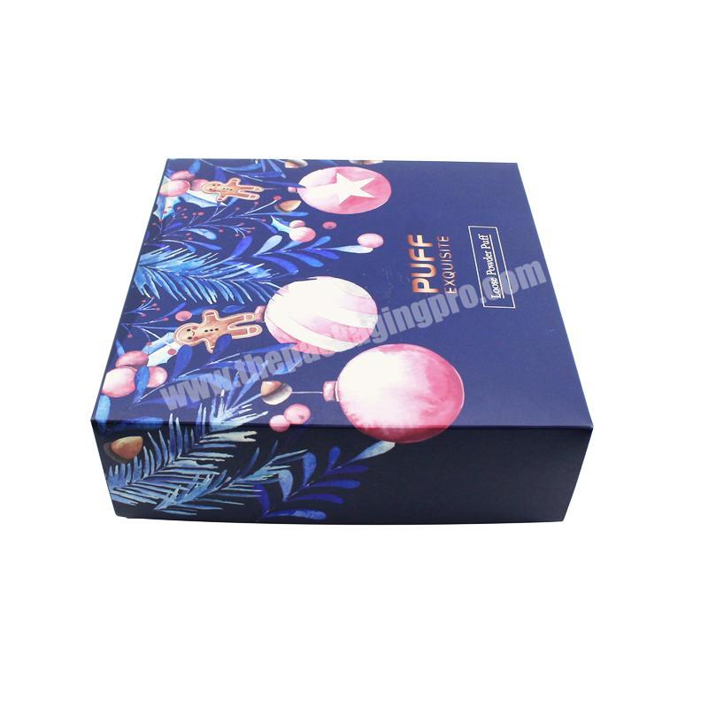 Logo custom printed beauty cosmetic powder puff box with dvider colorful lid and base packaging box for beauty blender