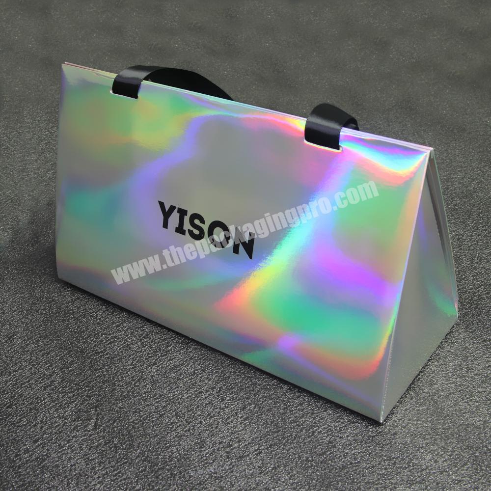 Luxury custom logo novel holographic box nail wig hair packaging boxes artificial human hair extensions packing