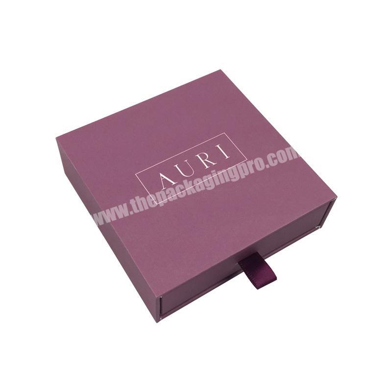 Luxury Matt Lamination Purple Metallic Color Package Gift Makeup Box Set Cosmetic