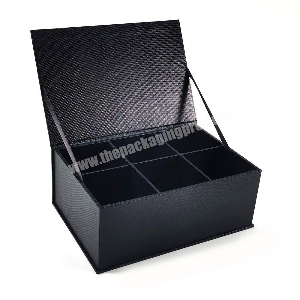 Luxury Matte Lamination Book Shaped Rigid Paper Flap Printed Custom Cardboard Magnetic Closure Black Gift Box