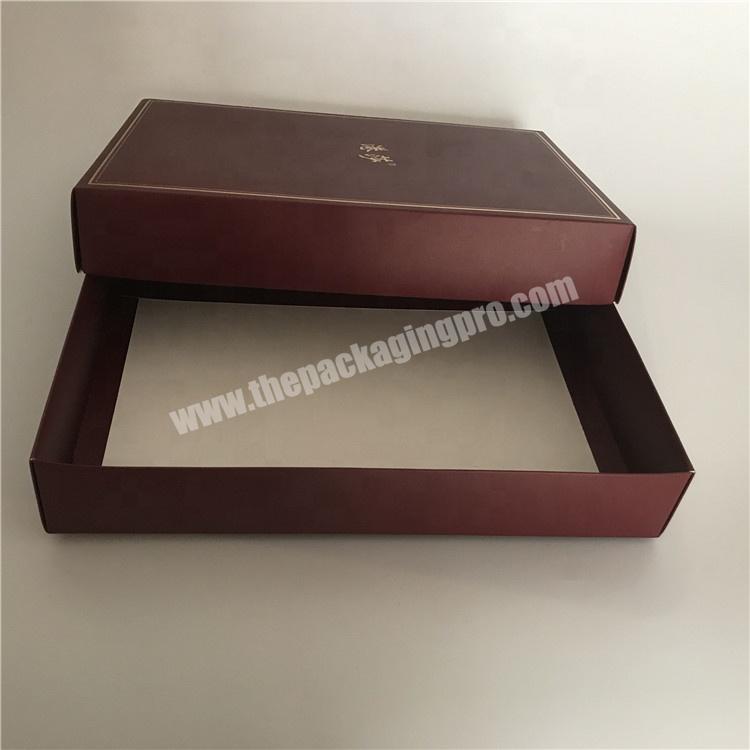 luxury two piece style matt red gold foil packaging box for cloth