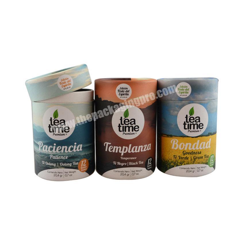 OEM Branded Food Grade Paper Cardboard Round Cylinder Gift Tea Tube Packaging Box