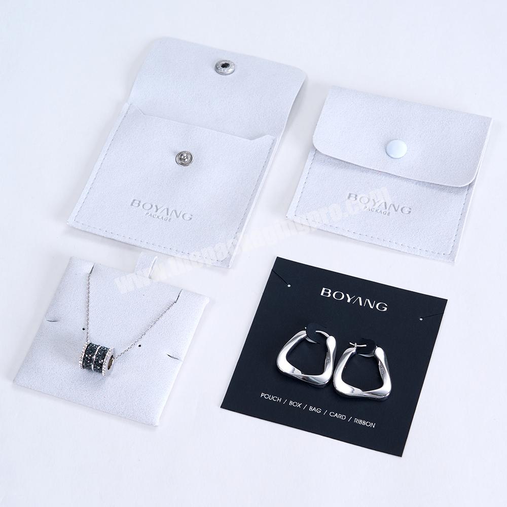 Boyang Custom Luxury White Microfiber Snap Envelope Travel Jewelry Packaging Bag Pouch