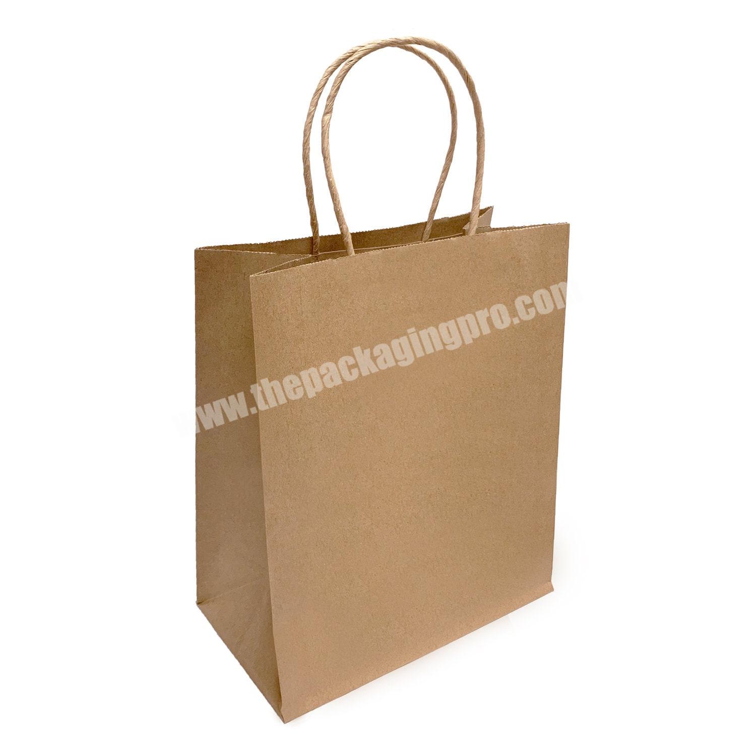 Hand Length Handle Recycled Materials Kraft Paper Bag with Rope Handle