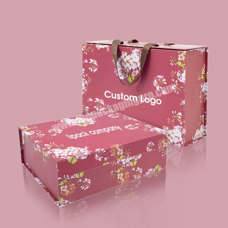 Lipack Recycled Foldable Apparel Garments Cardboard Box Gift Packaging Paper Box With Handle