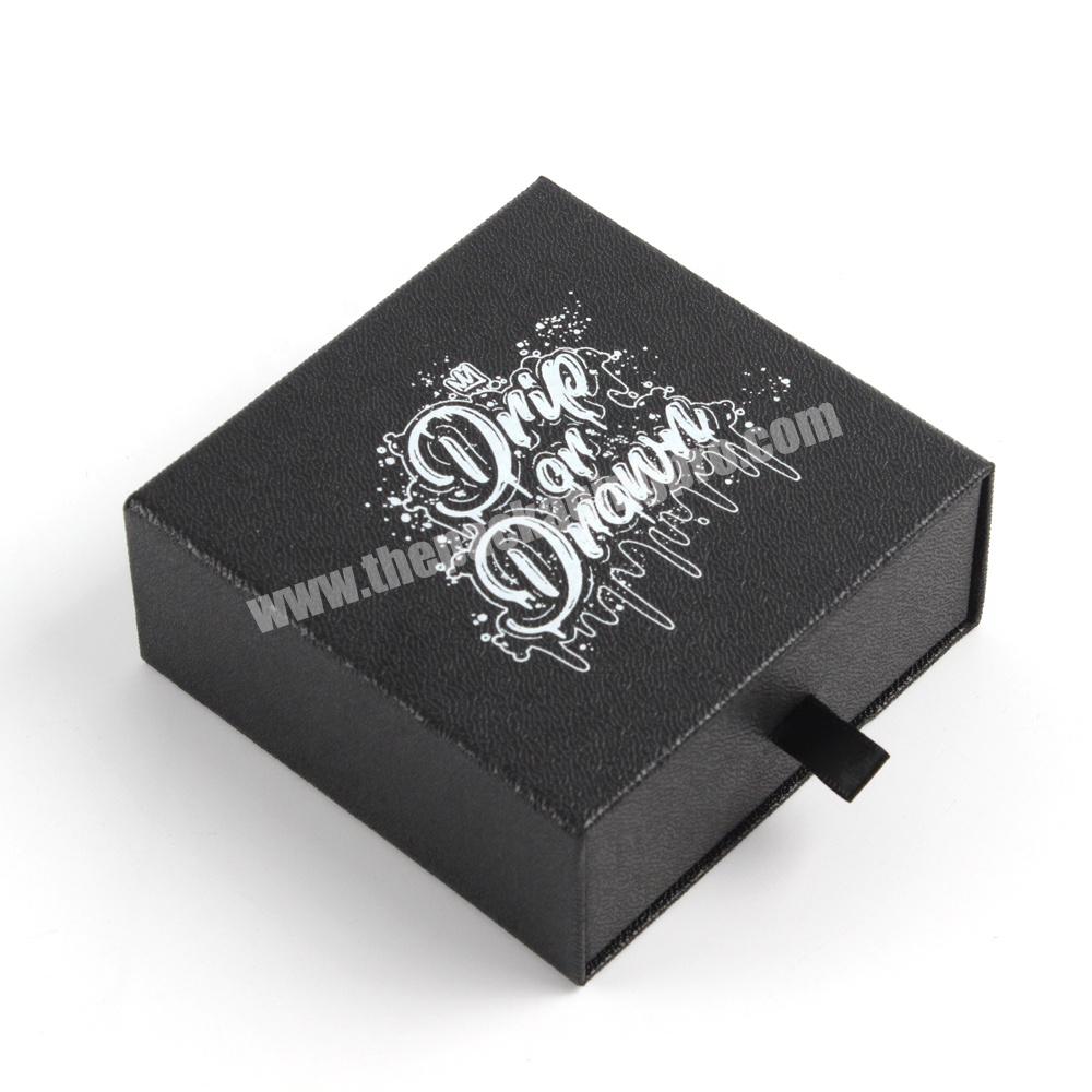 Luxury Textured Paper Jewelry Box Black Custom Logo Chain Necklace Packaging Boxes