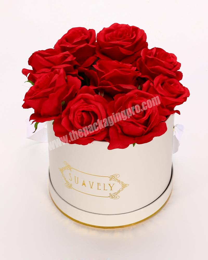 Luxury Custom Pretty Mother's Day Rose Flower Packaging Cardboard round Gift Box