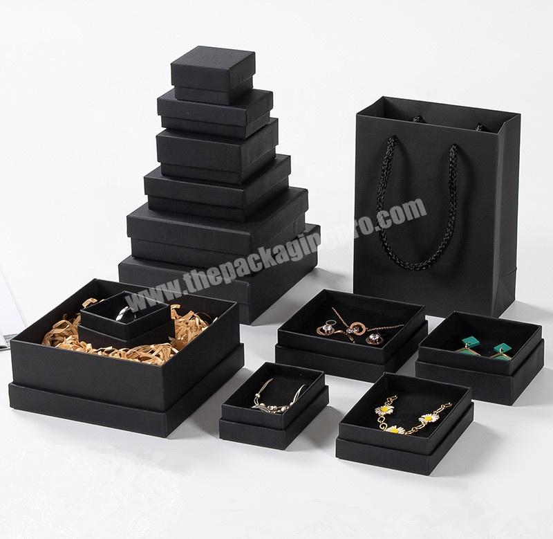 Luxury Logo Printed Matt Black Gift Box Custom Kraft Cardboard With Lid And Base For Jewelry Box