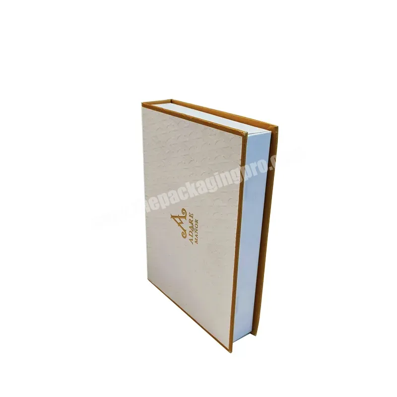 High Quality New Arrivals Book Shape Paper Gift Box Embossing Texture White Paper Rigid Packaging Box With Gold Foil Logo - Buy Embossing Texture White Paper Rigid Packaging Box,New Arrivals Book Shape Paper Gift Box,Paper Rigid Box With Gold Foil Logo.
