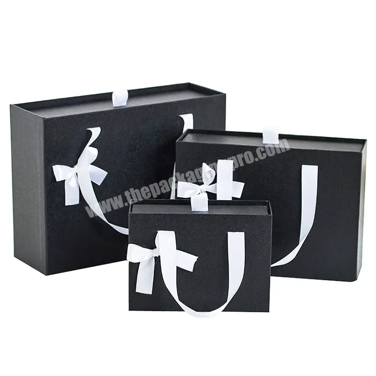 Manufacture Custom Cardboard Packaging Black Rigid With Gift Boxes With Magnetic Lid With Ribbon Gift Boxes Wholesale - Buy Socks Gift Box,Gift Box For Clothing,Cheap Gift Boxes.