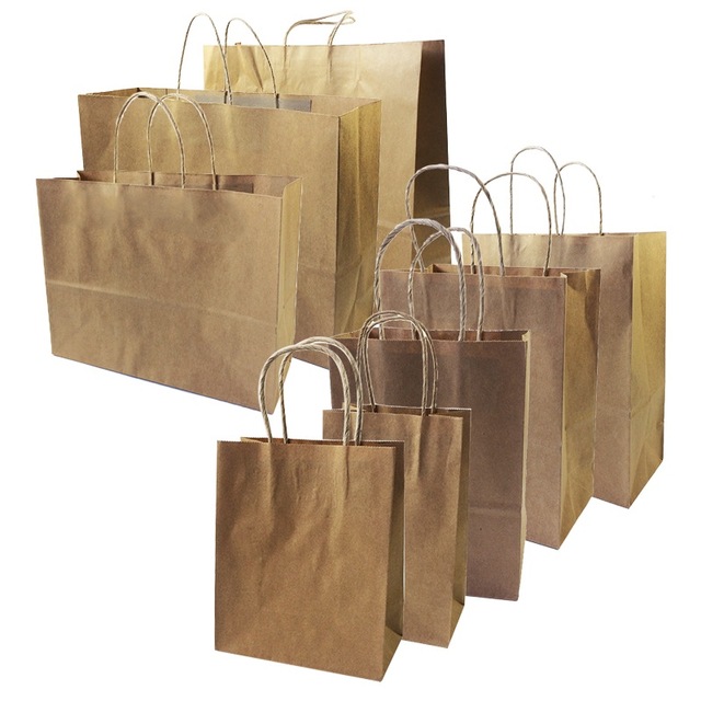 10 Pcs/lot Multifunction Kraft Paper Bag With Handle Recyclable Bag Fashionable Cloth Shoes Gift Paper Bags 8 Size Cowhide Color