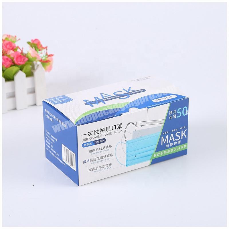 100%  Eco friendly packaging disposable care mask paper box with logo print