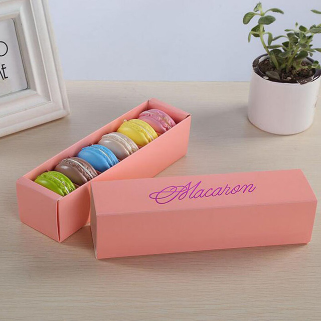 100pcs/lot Macaron Packaging Wedding Candy Favors Gift Laser Paper Boxes 6 Grids Chocolates Cookie Cake Package Box ZA1756