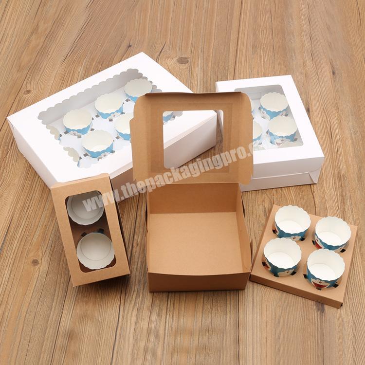 12 piece pack white cup cake boxes with insert tray clear cupcake boxes