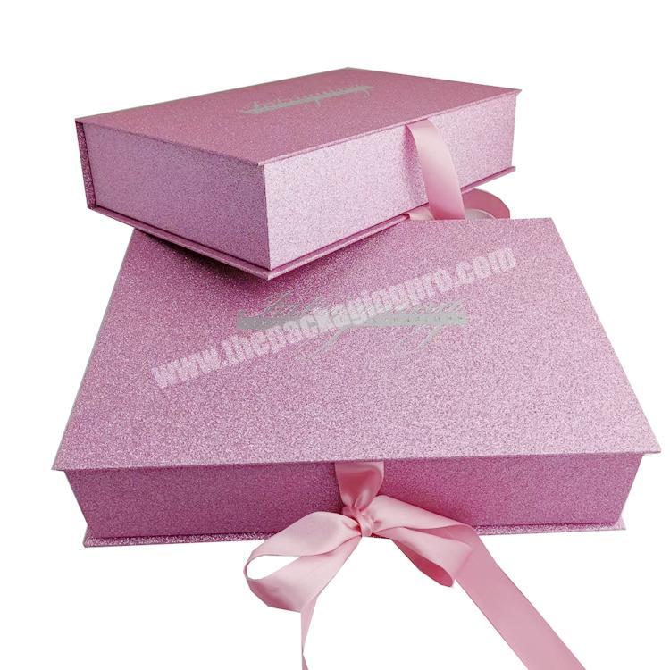 12 years factory customize high quality sliver logo glitter hair extension packaging paper boxes