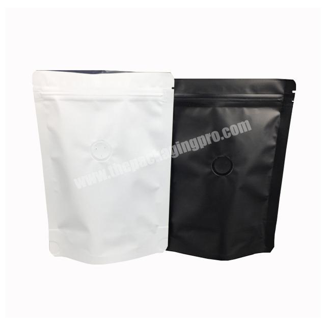 125g Black Coffee Valve Food Bag Flat Bottom Pouch with Zipper For Coffee Packaging