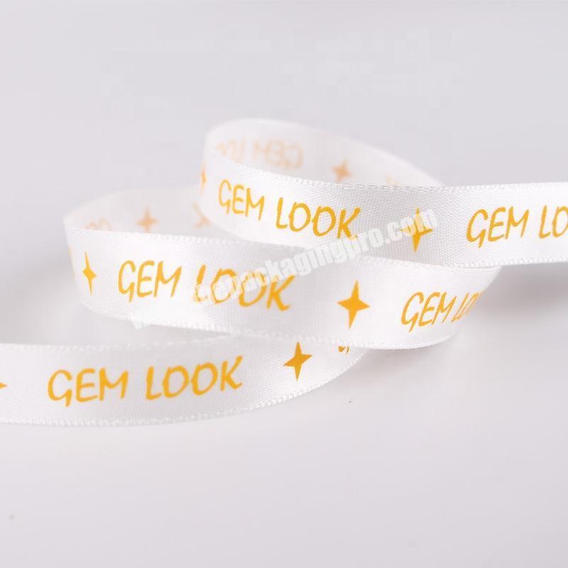 1.5cm Personalized White Satin Ribbon With Logo STAR Custom Gift Packing Ribbon