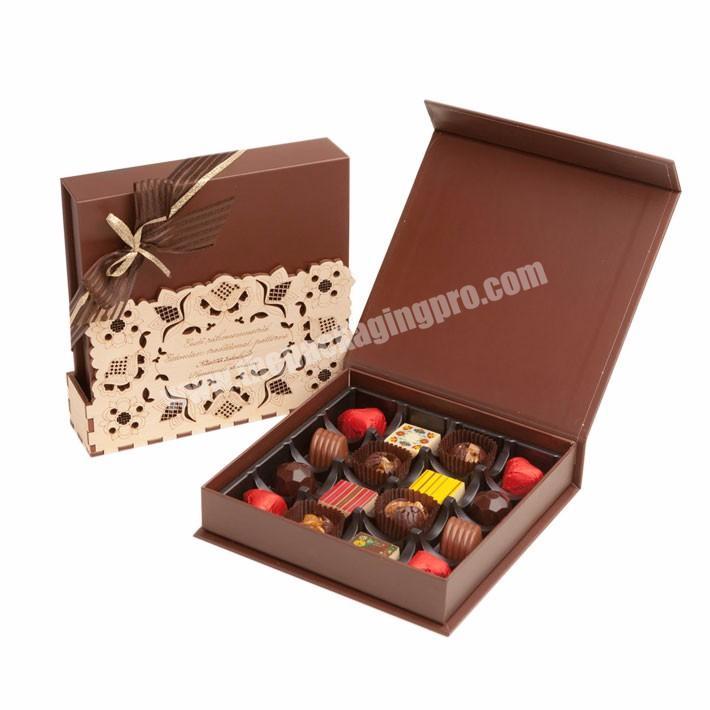 16 count chocolate truffle paperboard packaging sweetcandy boxes with printed ribbon
