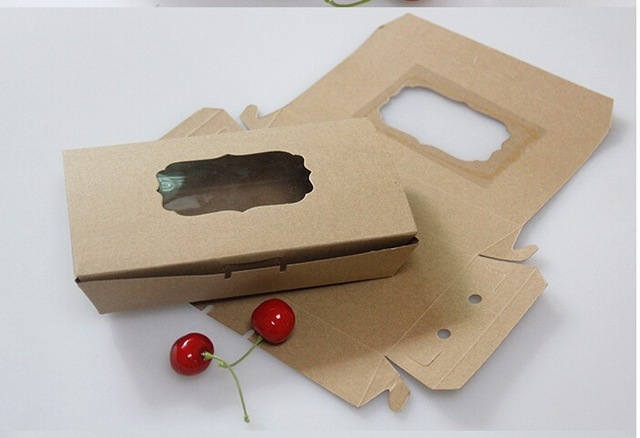 16.3*9.2 *3.5 CM Kraft Paper Box With Window Food Packing Box Gift Box 100pcs/lot Free shipping
