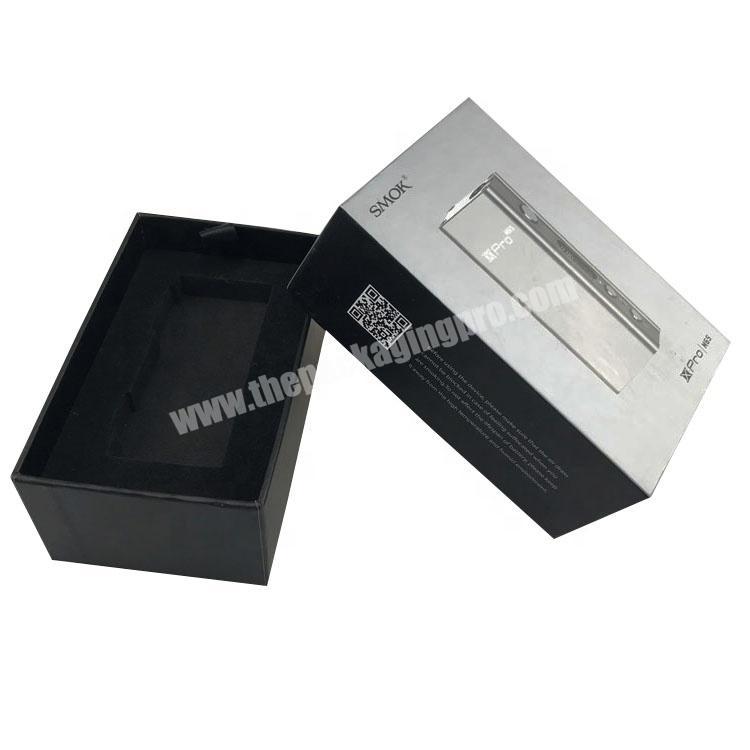 2 piece rectangle lid base electronic product box with 2 layers EVA inlay
