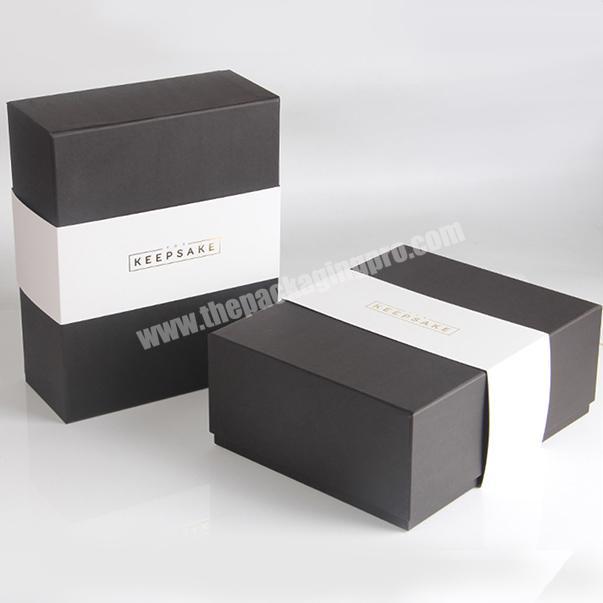 2017 new design wholesale black paper gift box with sleeve