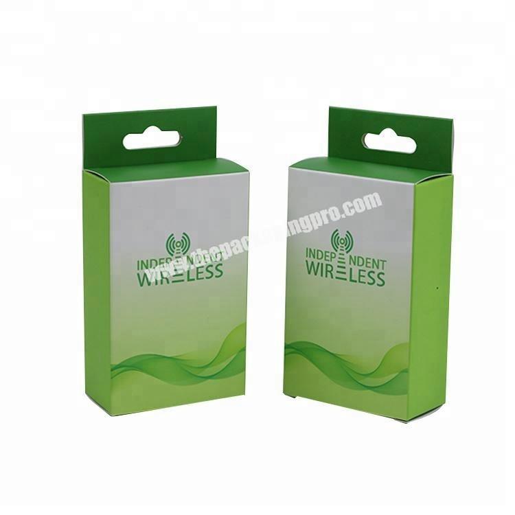2018 custom logo foldable small paper box with hanger
