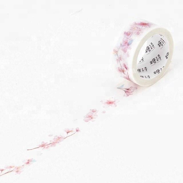 2018 fashion design Romantic cherry blossoms washi paper tape custom printed