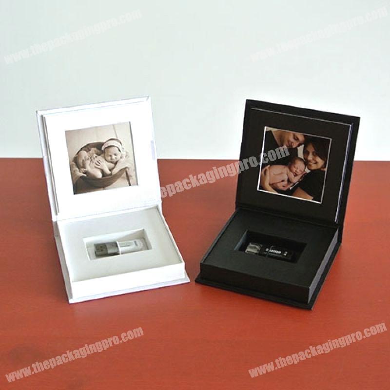 2018 new design book shape picture photo frame usb packaging cardboard box