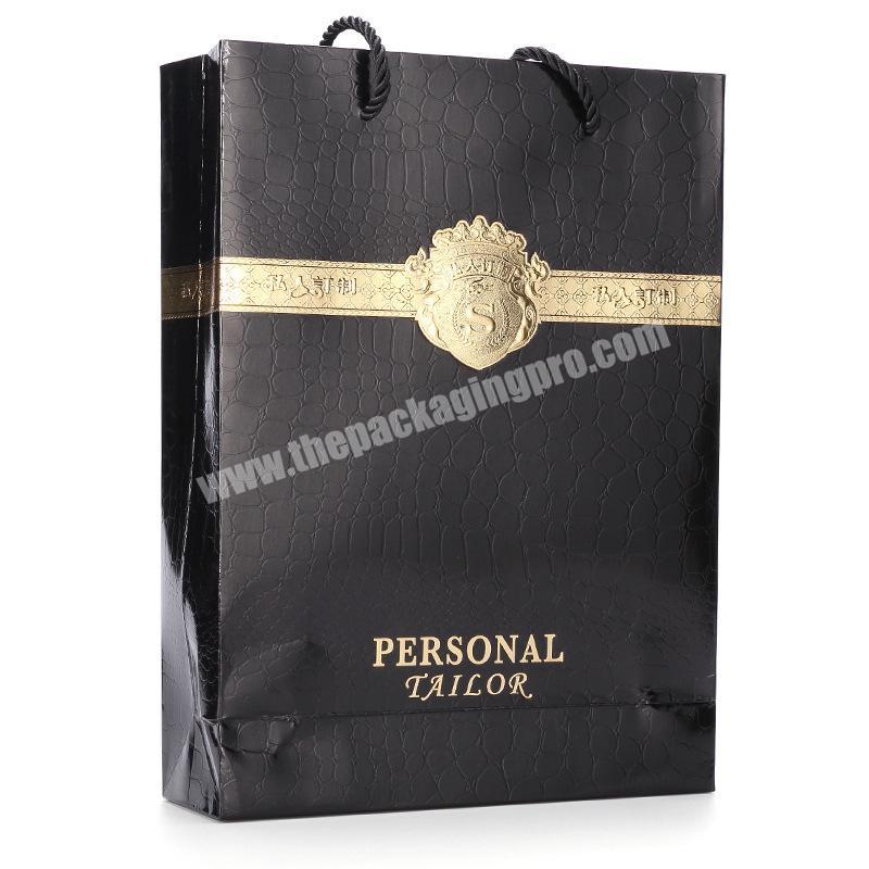 2018 Wholesale black luxury paper shopping bag for gift