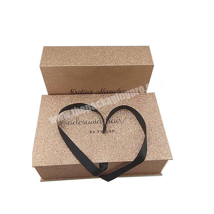 2019 best selling cardboard luxury custom wig packaging gift box with satin
