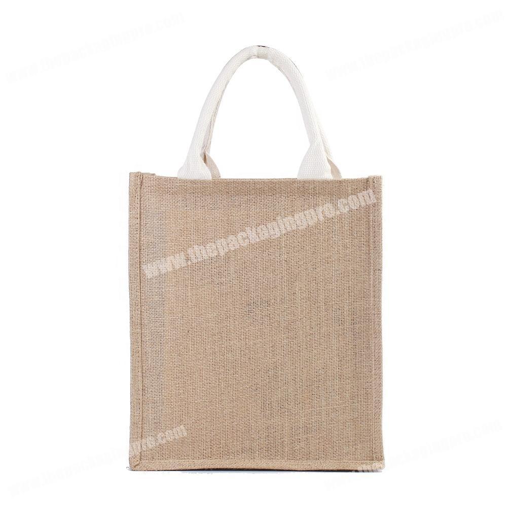 2019 best selling product pouch Promotional Laminated Handle Shopping Jute Bags