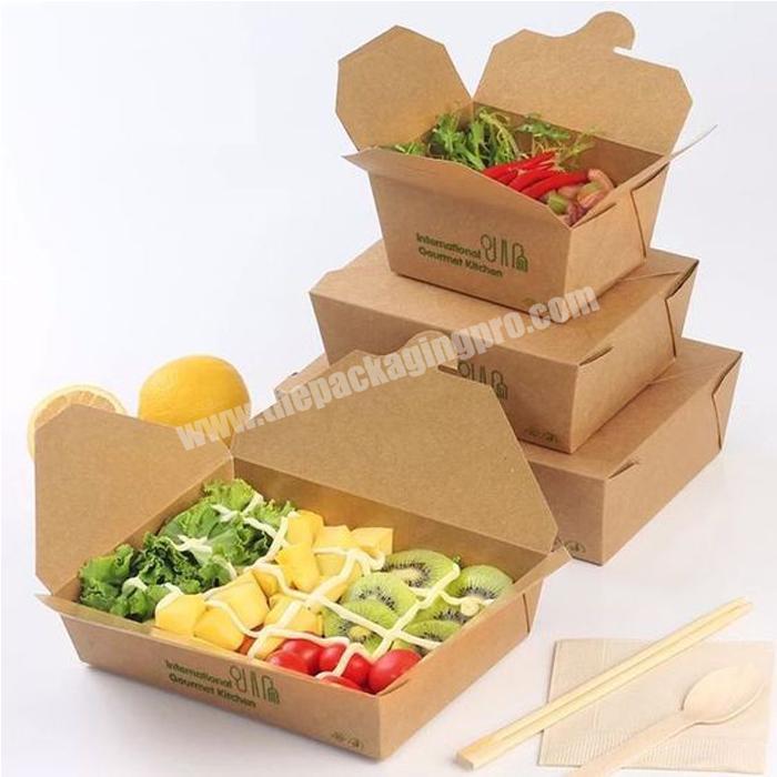 2019 Eco-Friendly Custom Cardboard Die Cut Box Brown Salad Food Paper Delivery Packaging Box